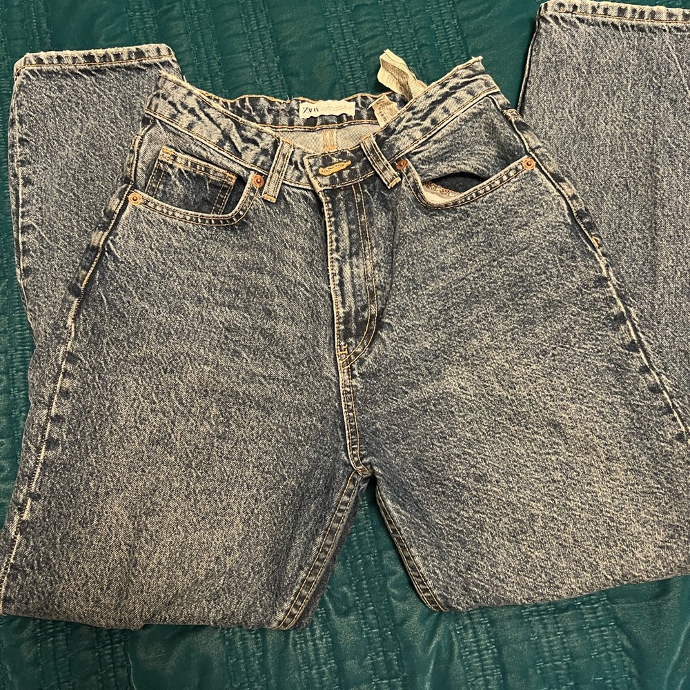 ZARA size 4 jeans high rise dark wash jeans